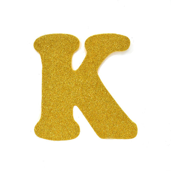 EVA Glitter Foam Letter Cut Out "K", Gold, 4-1/2-Inch, 12-Count