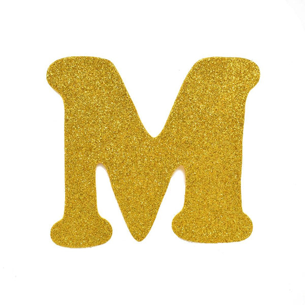 EVA Glitter Foam Letter Cut Out "M", Gold, 4-1/2-Inch, 12-Count