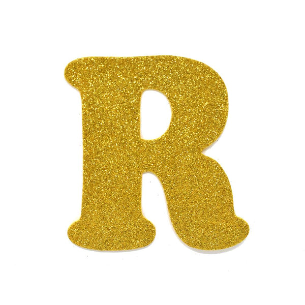 EVA Glitter Foam Letter Cut Out "R", Gold, 4-1/2-Inch, 12-Count