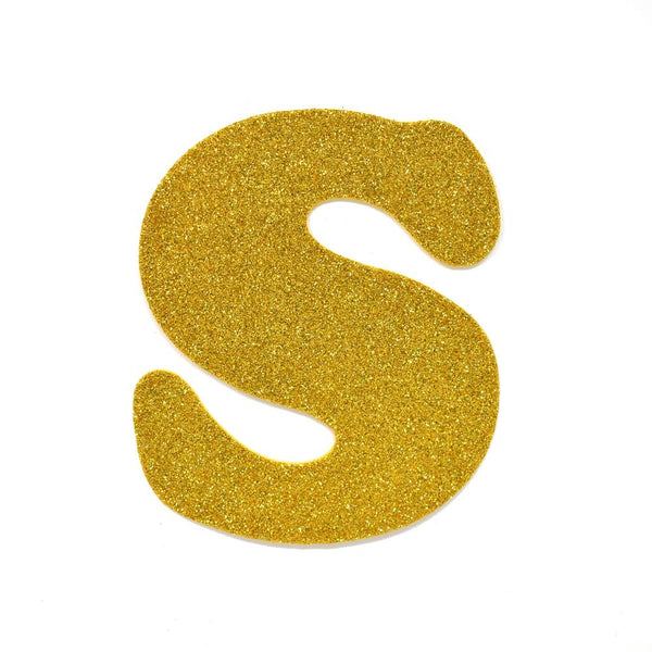 EVA Glitter Foam Letter Cut Out "S", Gold, 4-1/2-Inch, 12-Count