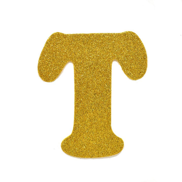 EVA Glitter Foam Letter Cut Out "T", Gold, 4-1/2-Inch, 12-Count