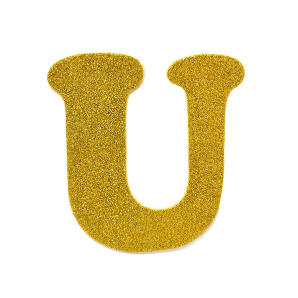 EVA Glitter Foam Letter Cut Out "U", Gold, 4-1/2-Inch, 12-Count