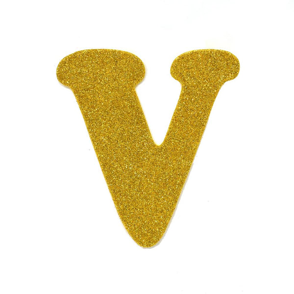 EVA Glitter Foam Letter Cut Out "V", Gold, 4-1/2-Inch, 12-Count