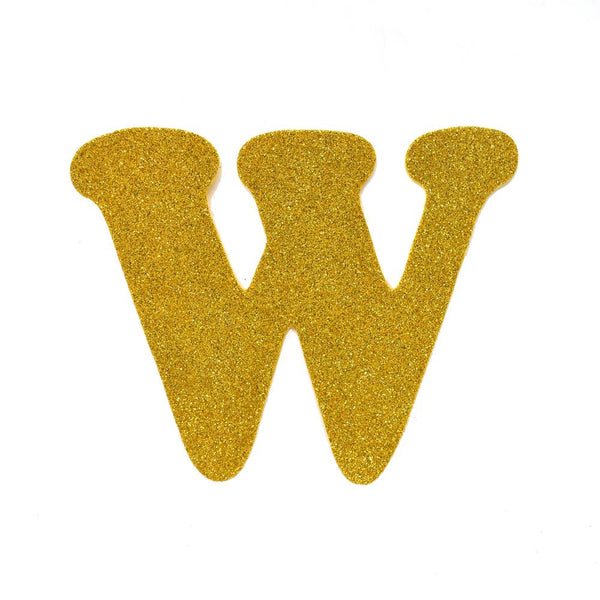 EVA Glitter Foam Letter Cut Out "W", Gold, 4-1/2-Inch, 12-Count