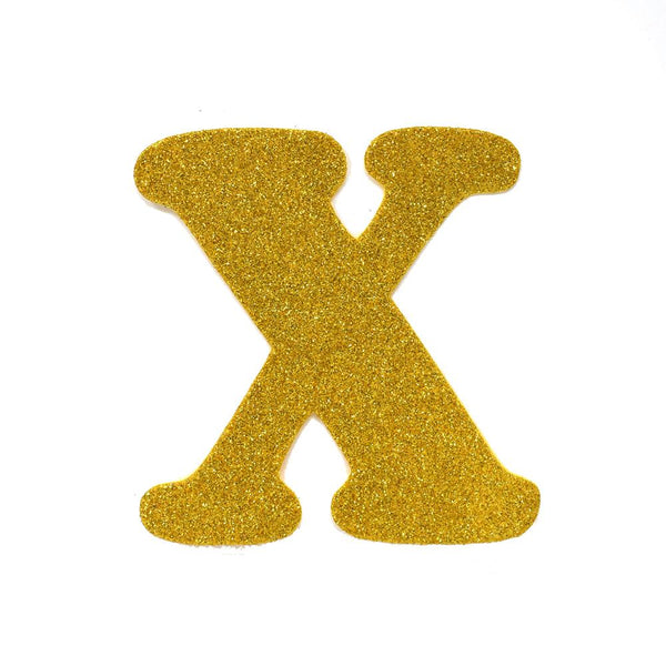 EVA Glitter Foam Letter Cut Out "X", Gold, 4-1/2-Inch, 12-Count