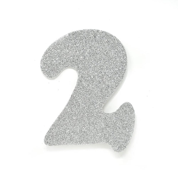 EVA Glitter Foam Number Cut Out "2", Silver, 4-1/2-Inch, 12-Count