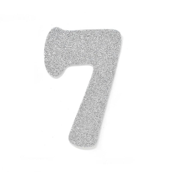 EVA Glitter Foam Number Cut Out "7", Silver, 4-1/2-Inch, 12-Count