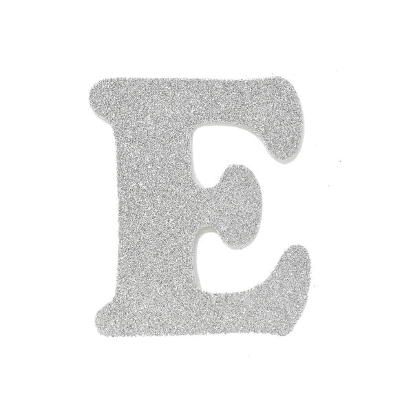 EVA Glitter Foam Letter Cut Out "E", Silver, 4-1/2-Inch, 12-Count