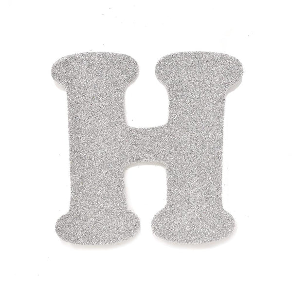 EVA Glitter Foam Letter Cut Out "H", Silver, 4-1/2-Inch, 12-Count