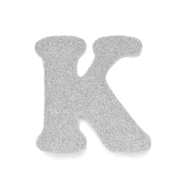 EVA Glitter Foam Letter Cut Out "K", Silver, 4-1/2-Inch, 12-Count