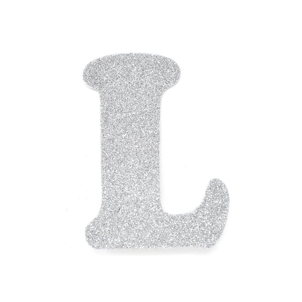 EVA Glitter Foam Letter Cut Out "L", Silver, 4-1/2-Inch, 12-Count