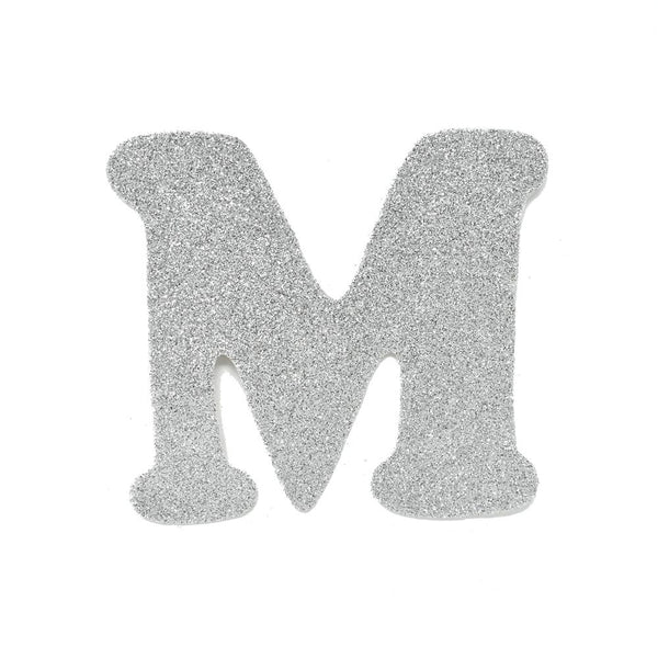 EVA Glitter Foam Letter Cut Out "M", Silver, 4-1/2-Inch, 12-Count