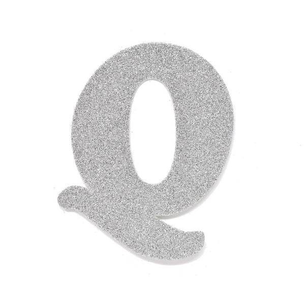 EVA Glitter Foam Letter Cut Out "Q", Silver, 4-1/2-Inch, 12-Count