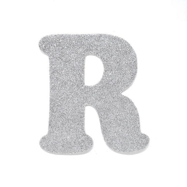 EVA Glitter Foam Letter Cut Out "R", Silver, 4-1/2-Inch, 12-Count