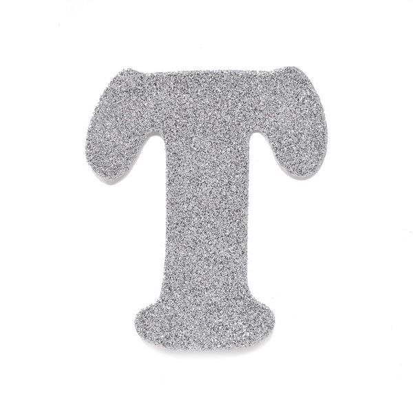 EVA Glitter Foam Letter Cut Out "T", Silver, 4-1/2-Inch, 12-Count