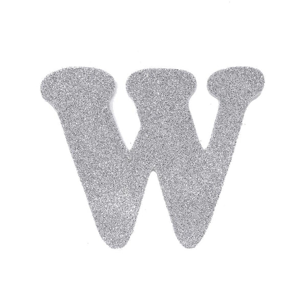 EVA Glitter Foam Letter Cut Out "W", Silver, 4-1/2-Inch, 12-Count