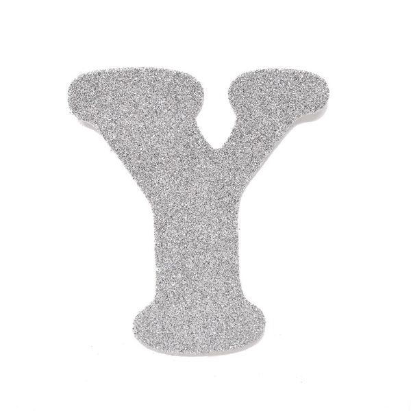 EVA Glitter Foam Letter Cut Out "Y", Silver, 4-1/2-Inch, 12-Count