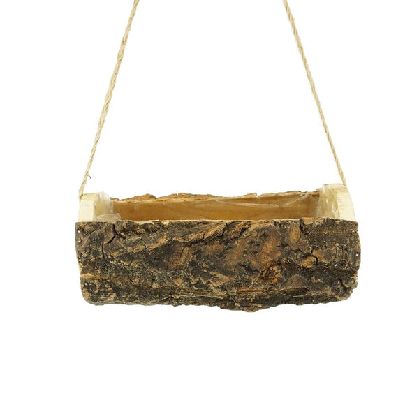 Horizontal Hanging Wooden Bark Planter, 8-Inch