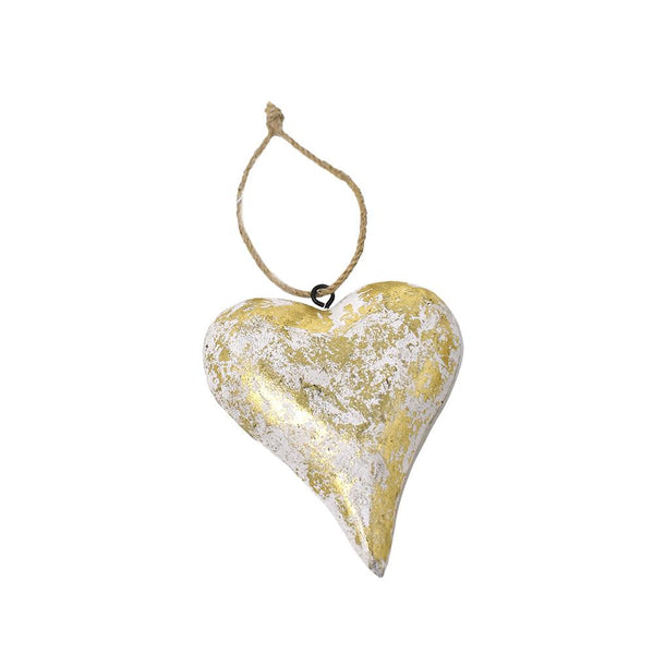 Wooden Heart Christmas Ornament, Gold, 4-1/2-Inch