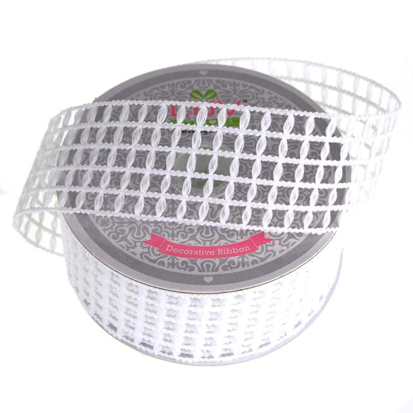 Braided Net Mesh Ribbon, 1-1/2-Inch, 10 Yards, White