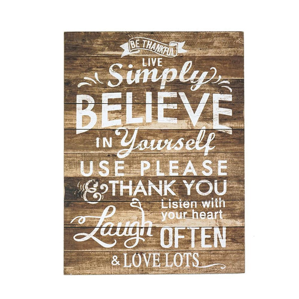 Simply Believe Wooden Wall Art, 18-Inch