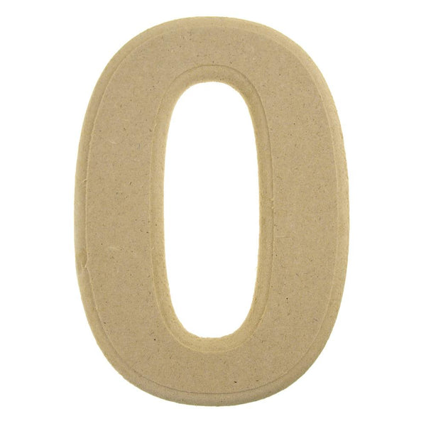 Beveled Wooden Number 0, Natural, 6-Inch