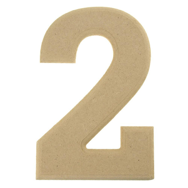 Beveled Wooden Number 2, Natural, 6-Inch