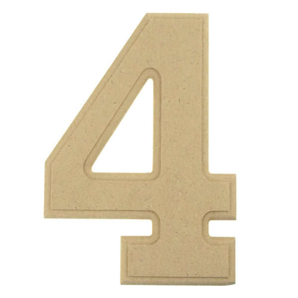 Beveled Wooden Number 4, Natural, 6-Inch