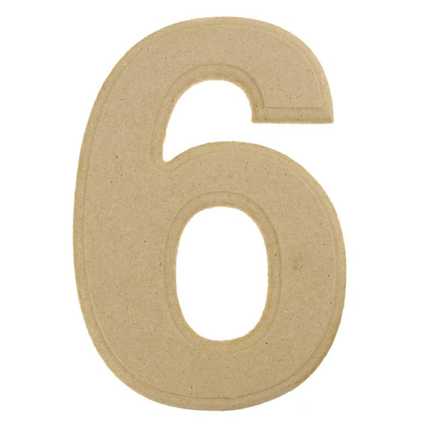 Beveled Wooden Number 6, Natural, 6-Inch