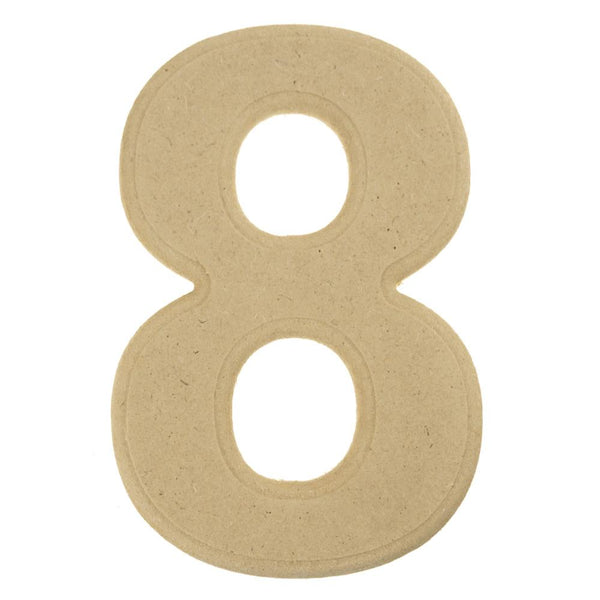 Beveled Wooden Number 8, Natural, 6-Inch