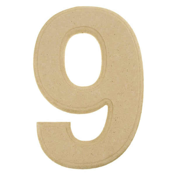 Beveled Wooden Number 9, Natural, 6-Inch