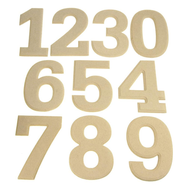 Beveled Wooden Numbers 0-9, Ivory, 6-Inch, 10-Piece