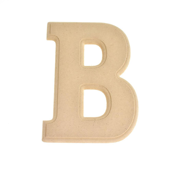 Pressed Board Beveled Wooden Letter B, Natural, 6-Inch