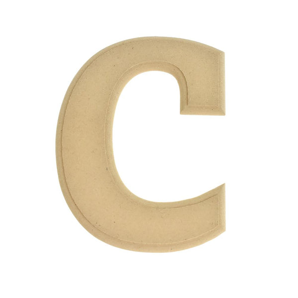 Pressed Board Beveled Wooden Letter C, Natural, 6-Inch