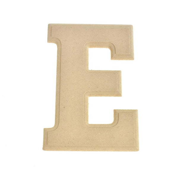 Pressed Board Beveled Wooden Letter E, Natural, 6-Inch