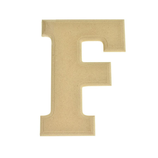 Pressed Board Beveled Wooden Letter F, Natural, 6-Inch