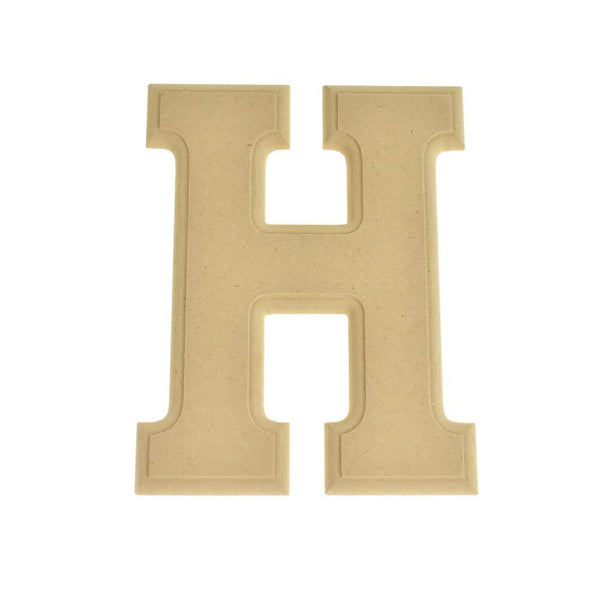 Pressed Board Beveled Wooden Letter H, Natural, 6-Inch