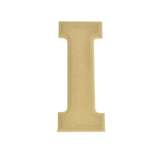 Pressed Board Beveled Wooden Letter I, Natural, 6-Inch