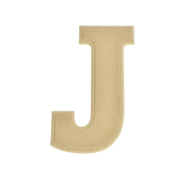 Pressed Board Beveled Wooden Letter J, Natural, 6-Inch