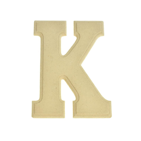 Pressed Board Beveled Wooden Letter K, Natural, 6-Inch