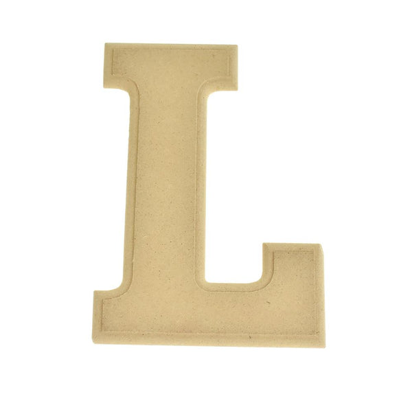 Pressed Board Beveled Wooden Letter L, Natural, 6-Inch