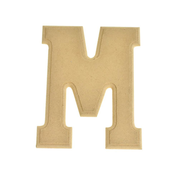 Pressed Board Beveled Wooden Letter M, Natural, 6-Inch