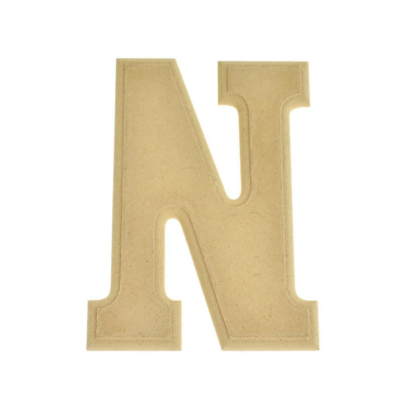 Pressed Board Beveled Wooden Letter N, Natural, 6-Inch