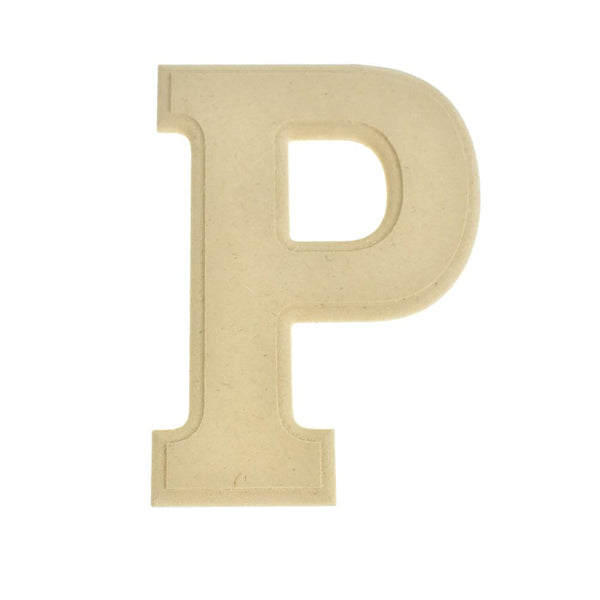 Pressed Board Beveled Wooden Letter P, Natural, 6-Inch