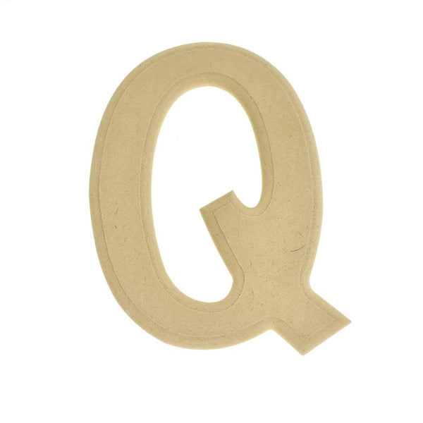 Pressed Board Beveled Wooden Letter Q, Natural, 6-Inch