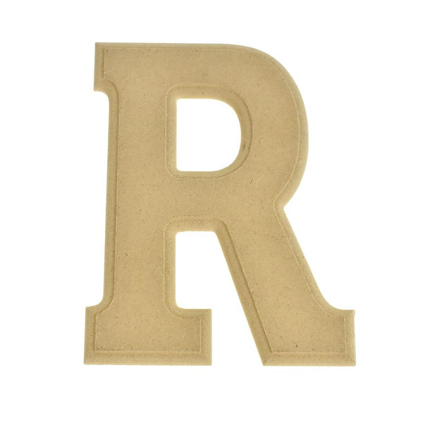 Pressed Board Beveled Wooden Letter R, Natural, 6-Inch