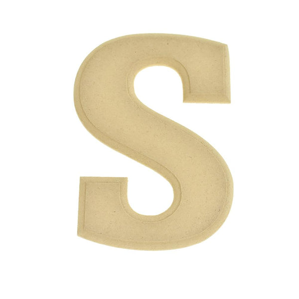 Pressed Board Beveled Wooden Letter S, Natural, 6-Inch