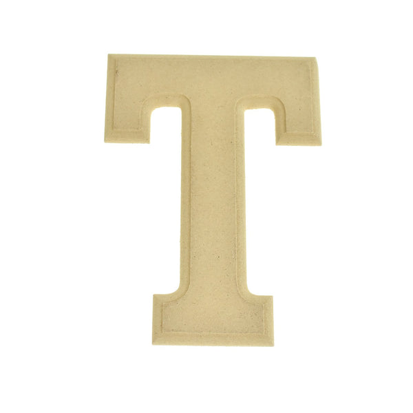 Pressed Board Beveled Wooden Letter T, Natural, 6-Inch