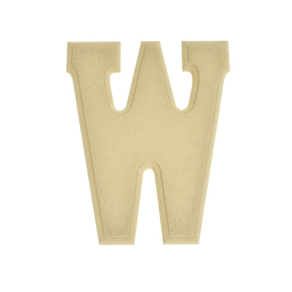 Pressed Board Beveled Wooden Letter W, Natural, 6-Inch