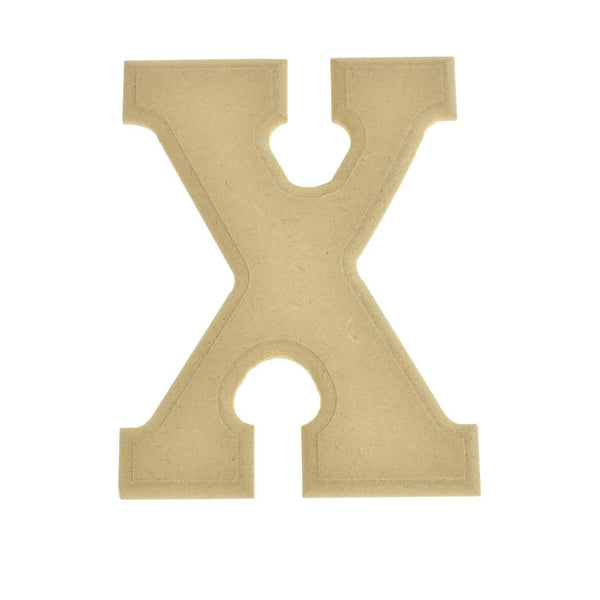 Pressed Board Beveled Wooden Letter X, Natural, 6-Inch